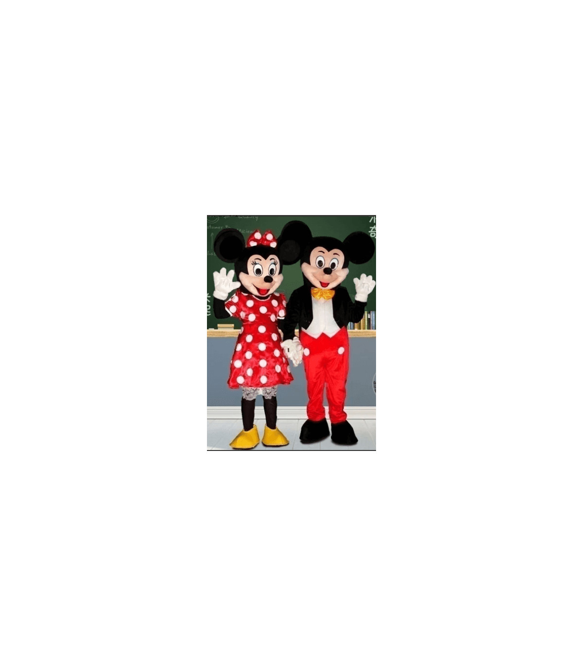 disfraz cabezones de adulto mickey y minnie rojo