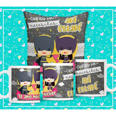 Cojín o taza de San Valentín de Batman