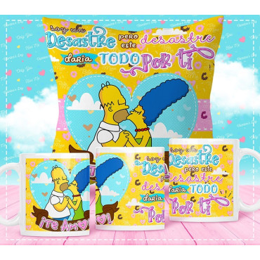 Cojín o taza los Simpson san Valentín