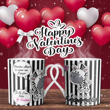 Taza San Valentín zebra