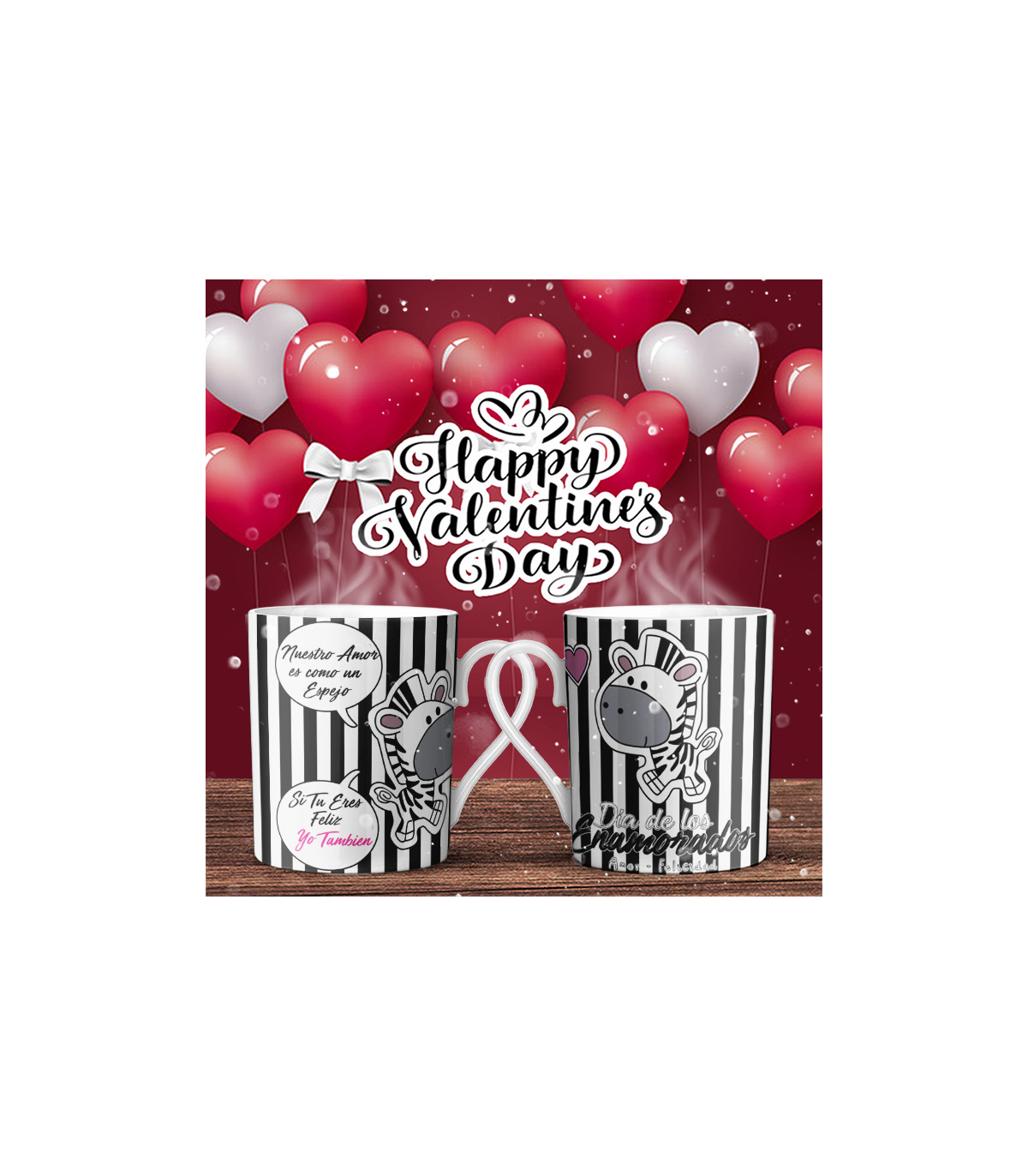 Taza San Valentín zebra