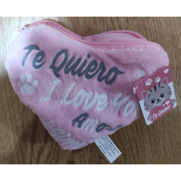 Peluche gatito dentro de corazón san Valentín