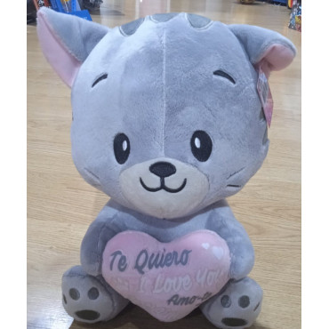 Peluche de gatito gris de 30 cm