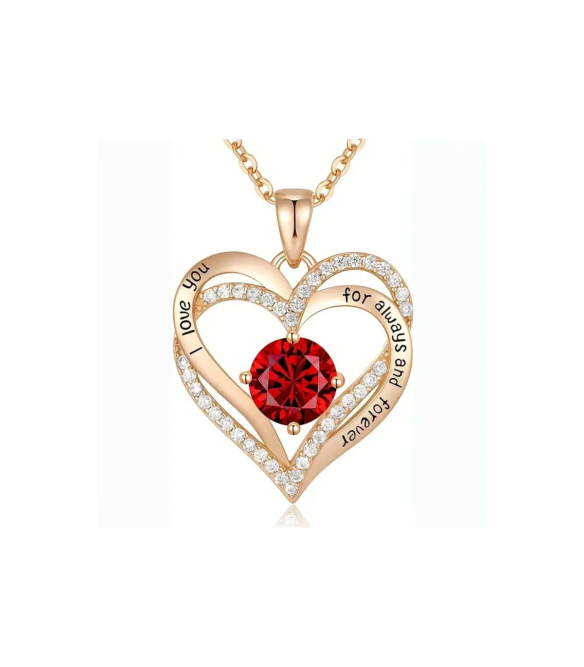 Caja con rosa y collar corazón