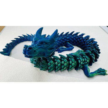 Dragón Articulado Negro Mate 45cm Impresión 3D -