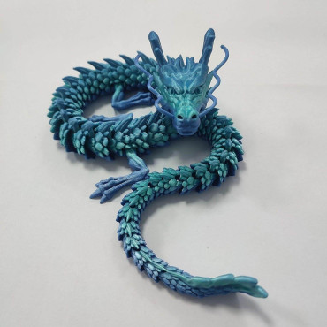 Dragón Articulado Negro Mate 45cm Impresión 3D -