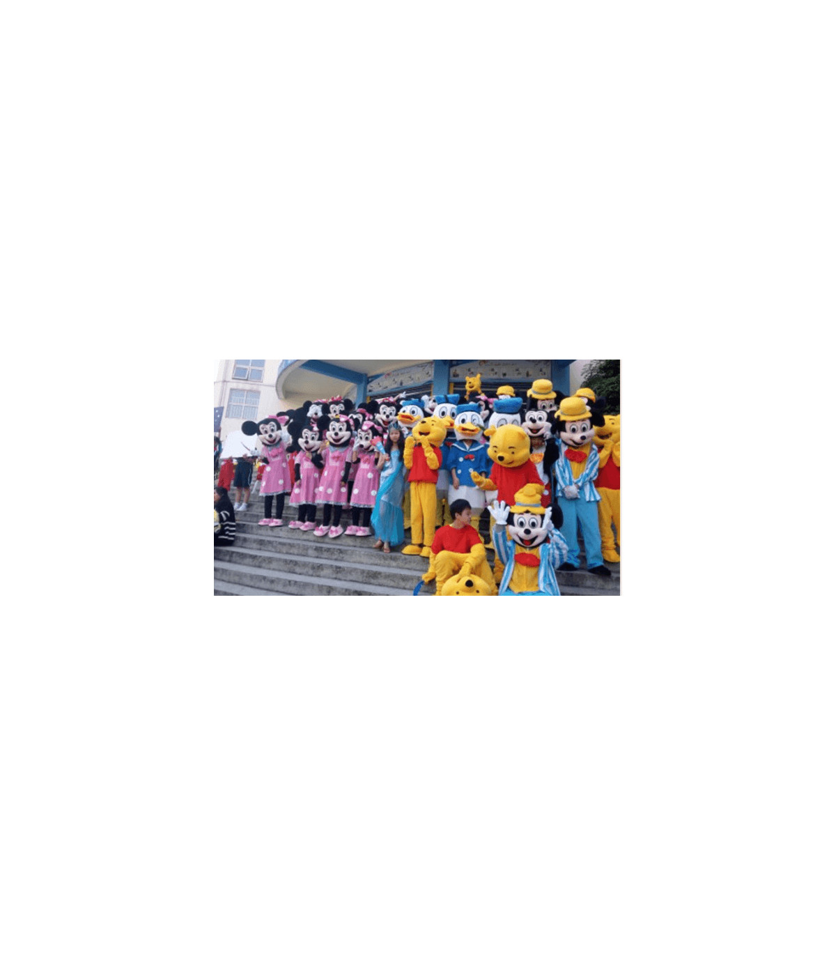 disfraz cabezones de adulto mickey y minnie rojo