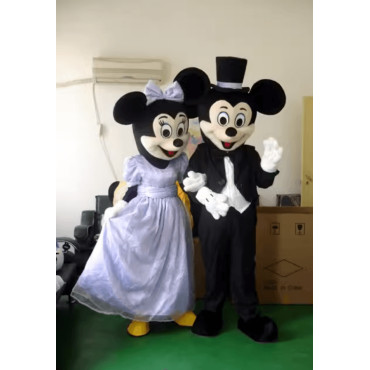 disfraz cabezones de adulto mickey y minnie rojo
