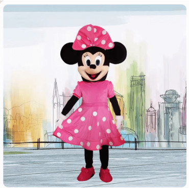 disfraz cabezones de adulto mickey y minnie rojo