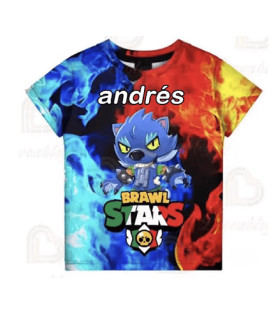 camiseta  brawl  stars con diseño 3d  LEON LOBO