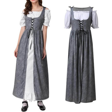 Vestido medieval de dos piezas para niña en color gris | Albithinia