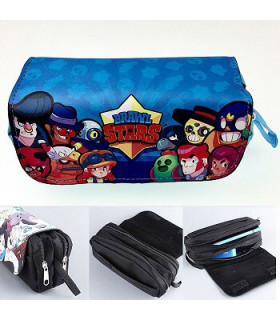 Compra Estuche Azul y Negro de Brawl Stars con Dos Cremalleras