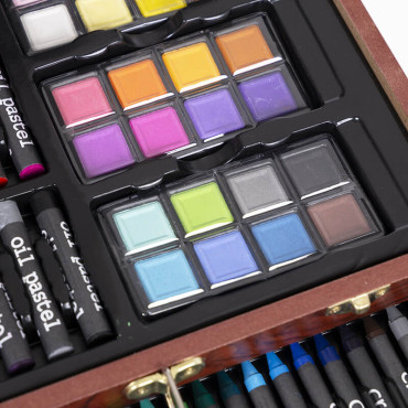 Set de Pintura Maletín Madera 140PCS | Kit Completo para Artistas | Al