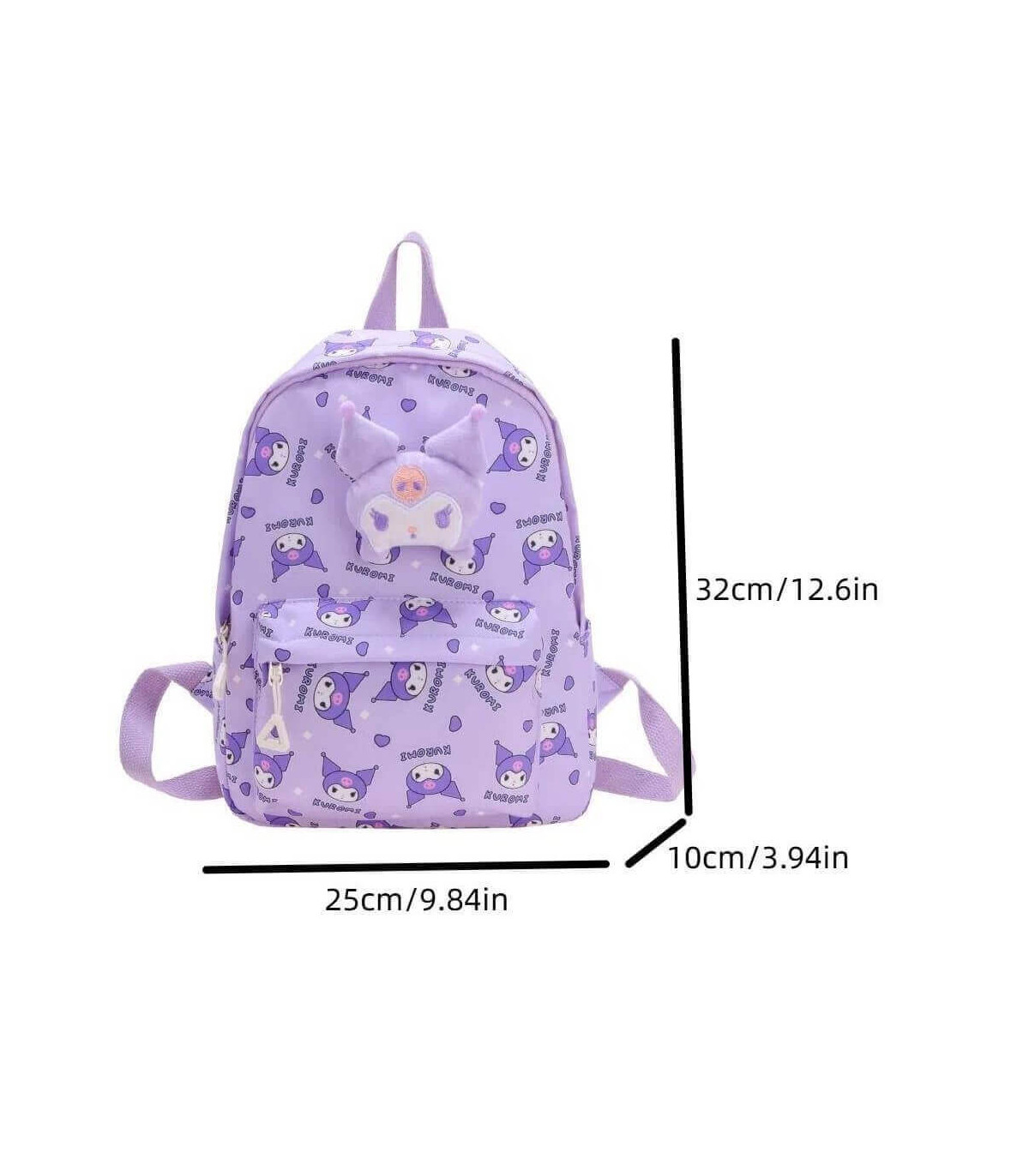Mochila escolar infantil de hello kitty y kuromi y amigos Sanrio con peluche desmontable. - Diversión y practicidad para niñas