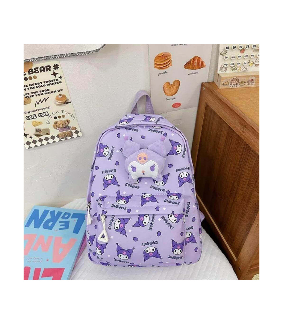 Mochila escolar infantil de hello kitty y kuromi y amigos Sanrio con peluche desmontable. - Diversión y practicidad para niñas
