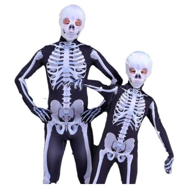 Disfraz de esqueleto para Halloween, apto para niños y adultos, con diseño cómodo y transpirable