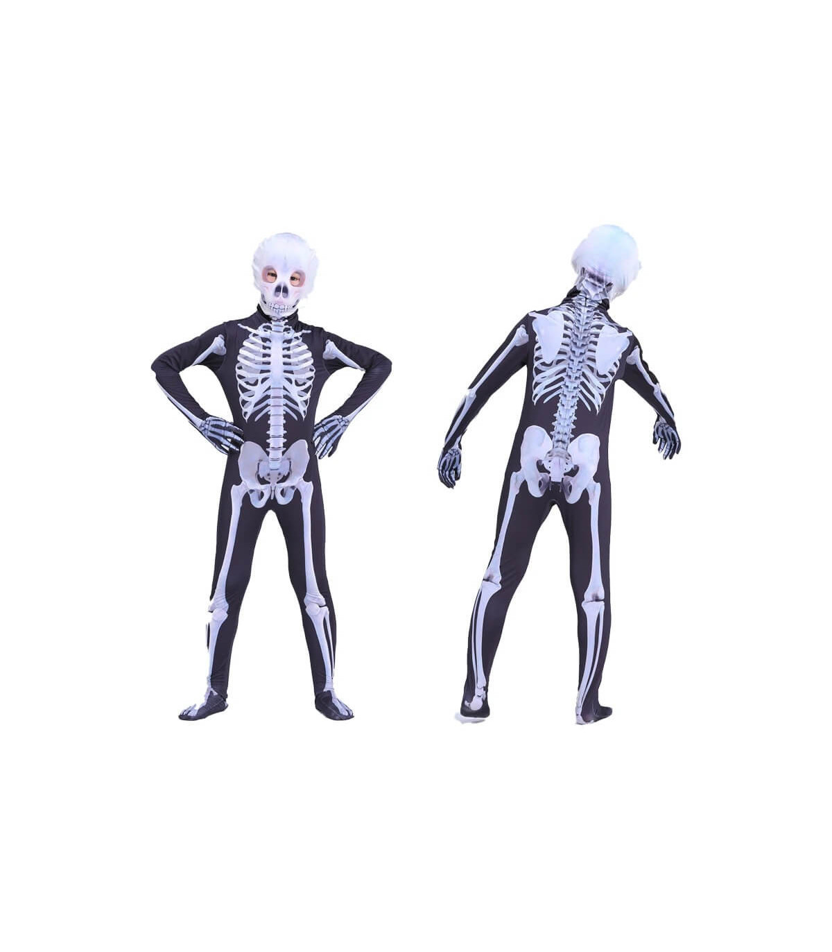 Disfraz de esqueleto para Halloween, apto para niños y adultos, con diseño cómodo y transpirable