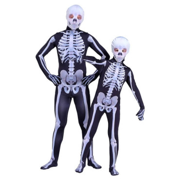 Disfraz de esqueleto para Halloween, apto para niños y adultos, con diseño cómodo y transpirable