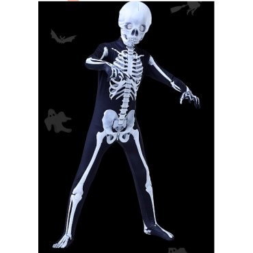 Disfraz de esqueleto para Halloween, apto para niños y adultos, con diseño cómodo y transpirable
