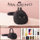 Bolso de hombro de gato negro con textura suave y elegante