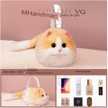 Bolso de poliester con diseño de gatito blanco amarillo tierno y de alta calidad