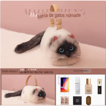 Cat Tai Meng: Bolso de Hombro para Mujer con Diseño Siamés