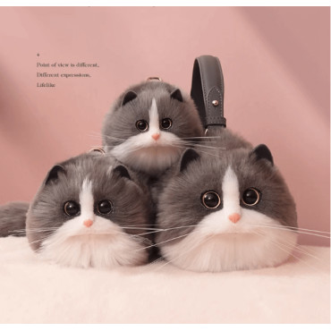 Bolso de Hombro Gato Gris y Blanco: Estilo moderno con un toque felino