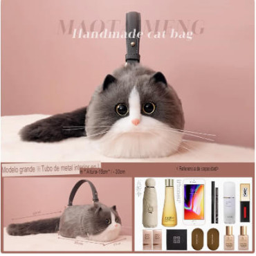 Bolso de Hombro Gato Gris y Blanco: Estilo moderno con un toque felino