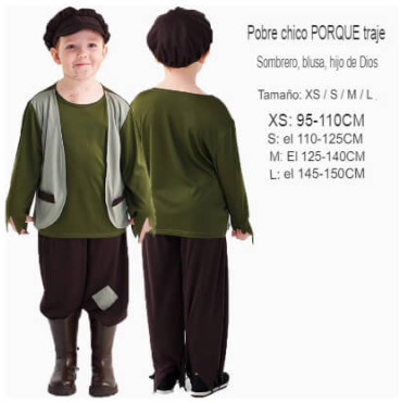 Disfraz de hombre centenario para niños hecho de poliester,campesinos,pastores,principe