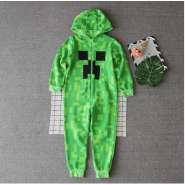 Pijama Minecraft de Terciopelo Verde | Sueños Aventureros para Pequeños Exploradores