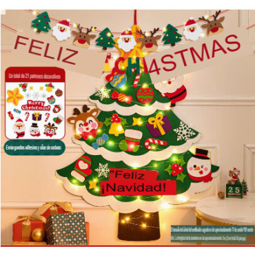Árbol de Navidad de fieltro con luces LED - Decoración artesanal y mágica para tu hogar