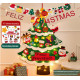 Arbol  Navidad de fieltro con luces y detalles navideños