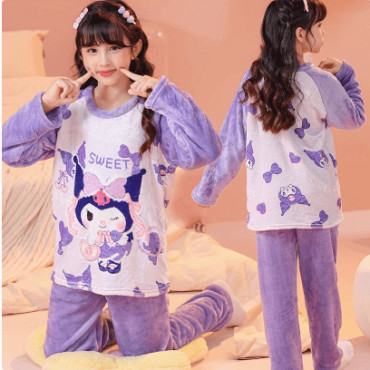 Franela de Pijamas de Poliester con Personajes Kawaii: Kuromi, Melody, Lots y Ultraman