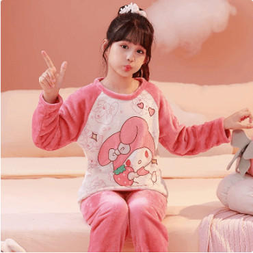 Franela de Pijamas de Poliester con Personajes Kawaii: Kuromi, Melody, Lots y Ultraman