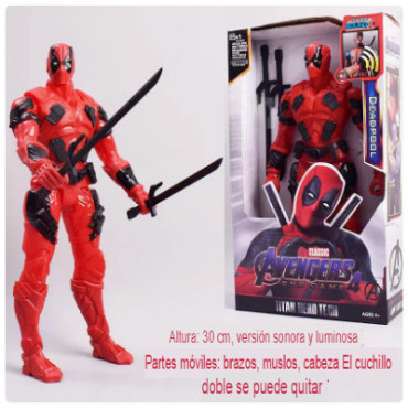 figura 30 cm de deadpool con luz y música