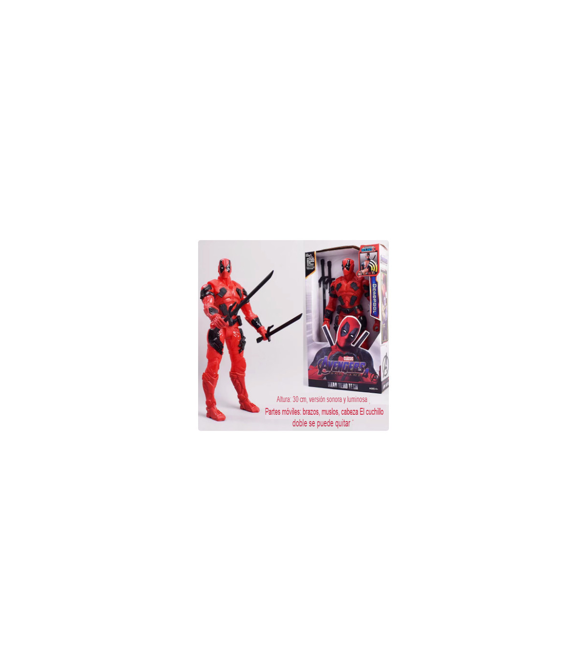 figura 30 cm de deadpool con luz y música
