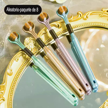 Cepillo de dientes de tres caras para una limpieza profunda.
