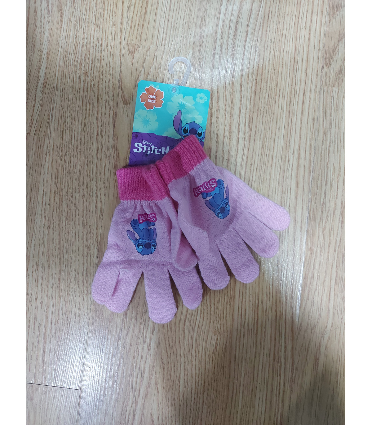 Guantes de lilo y stitch de color rosa