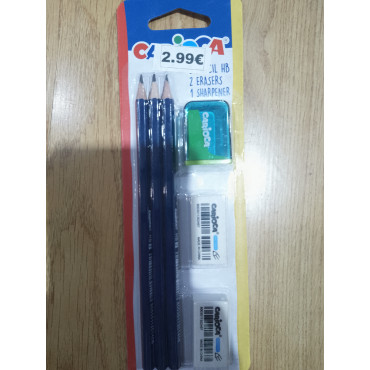 Set lapiz gomas de borrar i sacapuntas