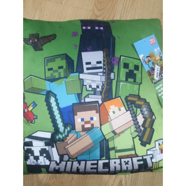 Cojín Verde de Minecraft con Alex, Steve y Monstruos – Albithinia.com