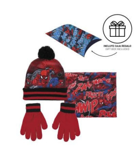 Set Infantil de Gorro, Braga para el Cuello y Guantes Spiderman - Producto Oficial