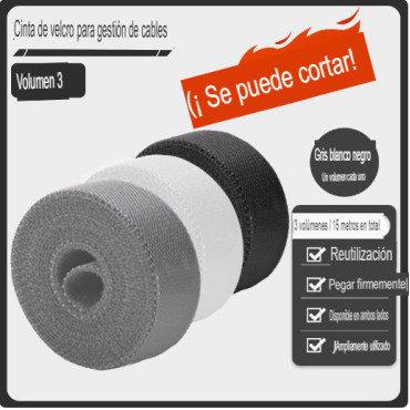 Pack de 3 Rollos de Cinta de Velcro 5m: Organiza tus cables fácilmente