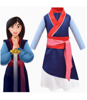 Disfraz de Mulan Azul para Niña: ¡Sé una guerrera valiente! (Tallas 100-150)