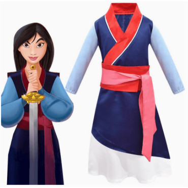 Disfraz de Mulan Azul para Niña: ¡Sé una guerrera valiente! (Tallas 100-150)