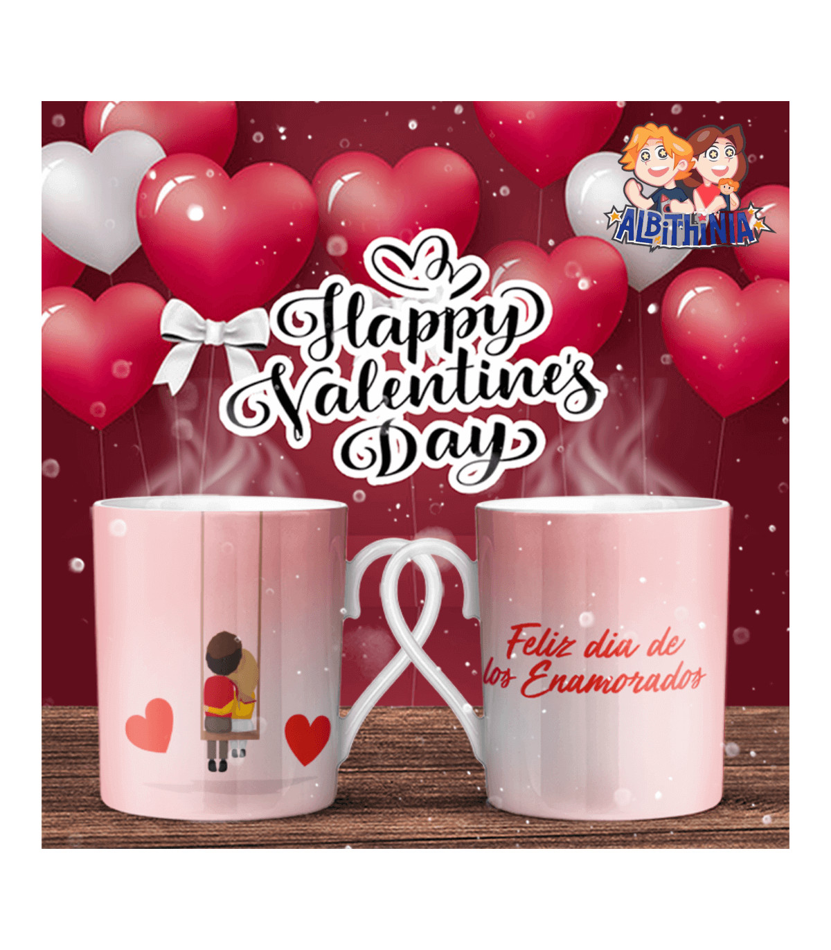 Tazas con mensajes de amor para el 14 de febrero