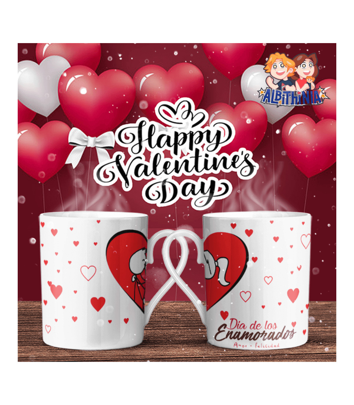Tazas con mensajes de amor para el 14 de febrero