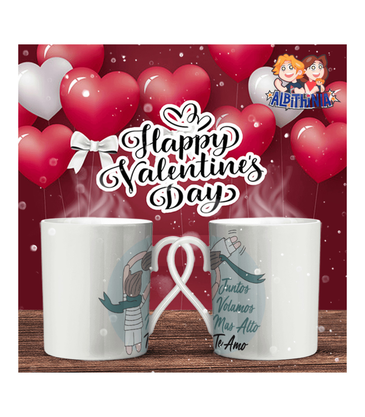 Tazas con mensajes de amor para el 14 de febrero