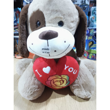 PELUCHE DE PERRO DE 50 CM PERSONALIZABLE CON 4€ MAS