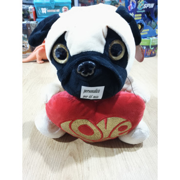 PELUCHE DE PERRO LOVE DE 27 CM PERSONALIZABLE POR 4€ MAS