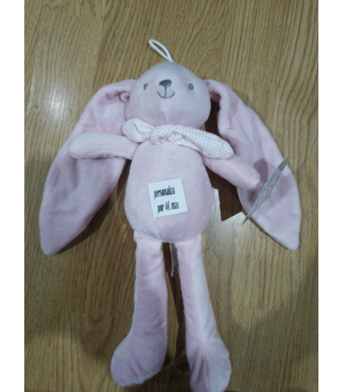 PELUCHE DE CONEJO COLOR ROSA DE 30 CM PERSONALIZABLE CON 4€ MAS
